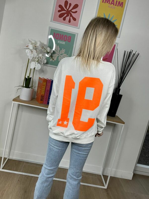 Sweat L.A California - Blanc/Orange fluo – Image 3