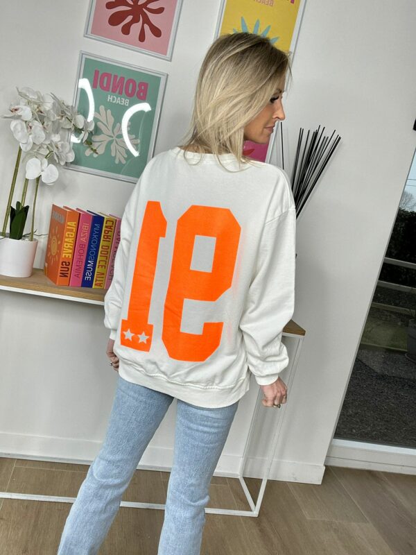 Sweat L.A California - Blanc/Orange fluo – Image 2